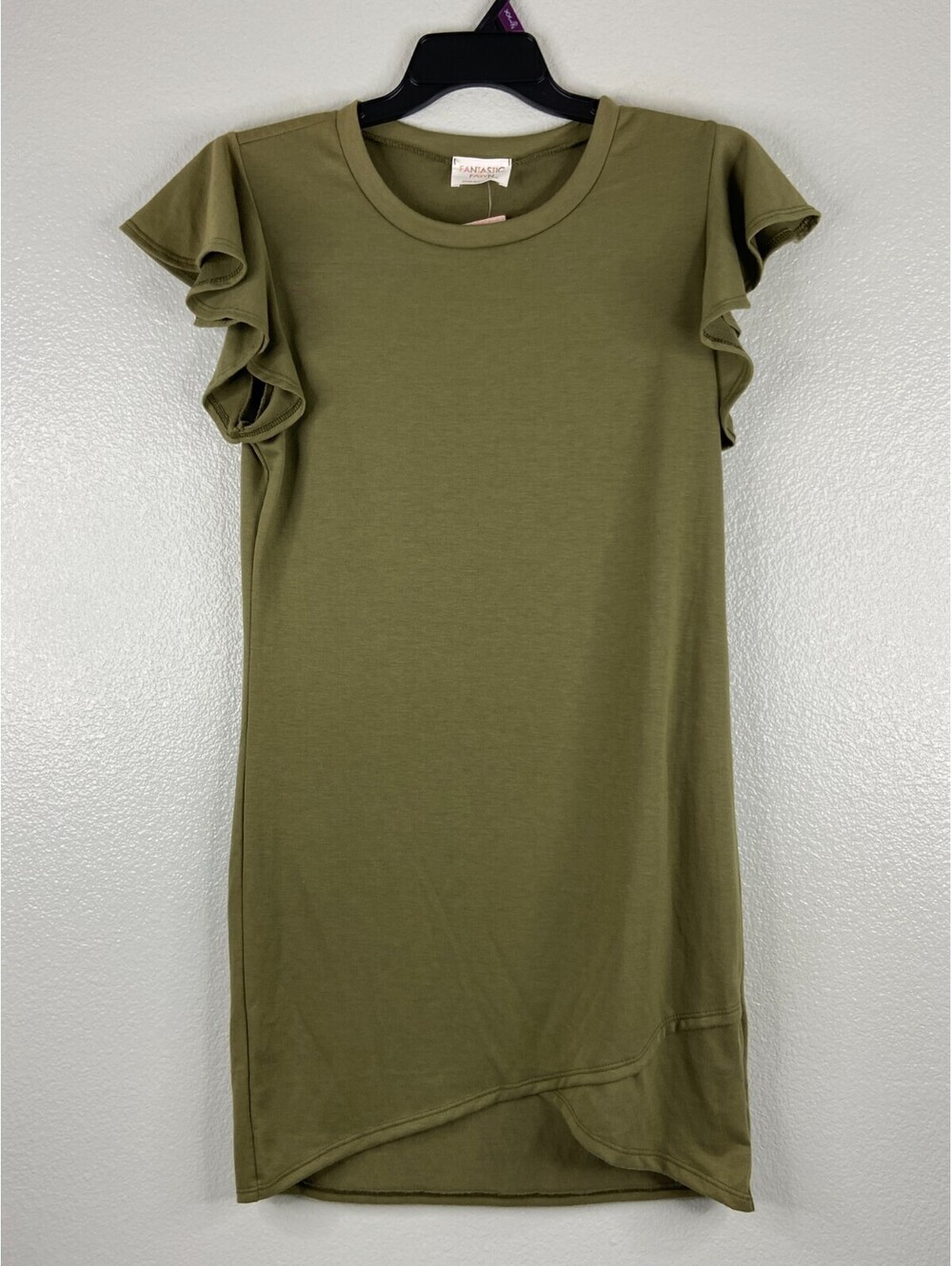 Fantastic Fawn Women Large Olive Green T Shirt Dress Sleeveless Casual Relaxed